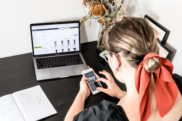 Woman browsing products online