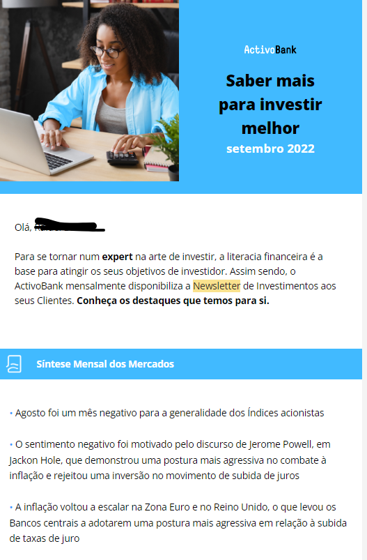 modelo de newsletter de um banco