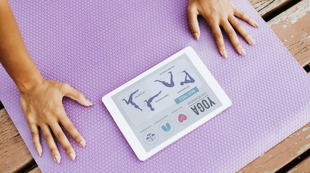 Health and Fitness Community Yoga Mat with iPad