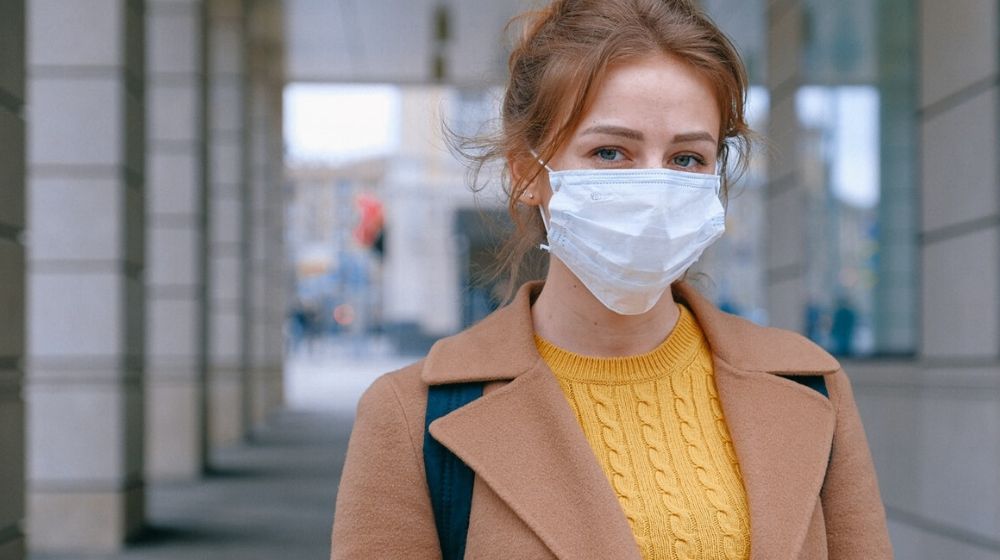 Survival Guide Woman Wearing Facemask Walking Alone