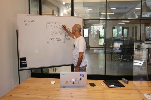 Man drawing on a whiteboard