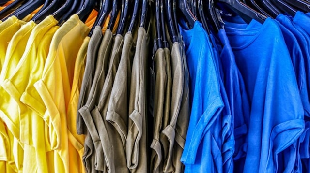 Marketing Mix Colourful Rack of T-shirts