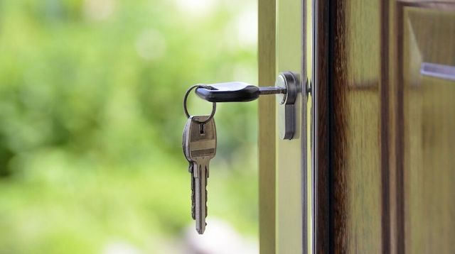 Real Estate License Keys Hanging in Front Door