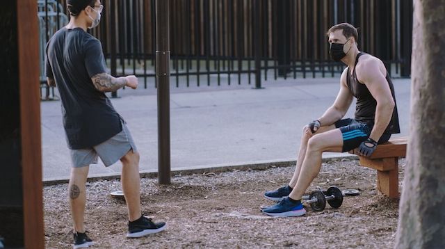 Stay Healthy Two Men Exercising Outside