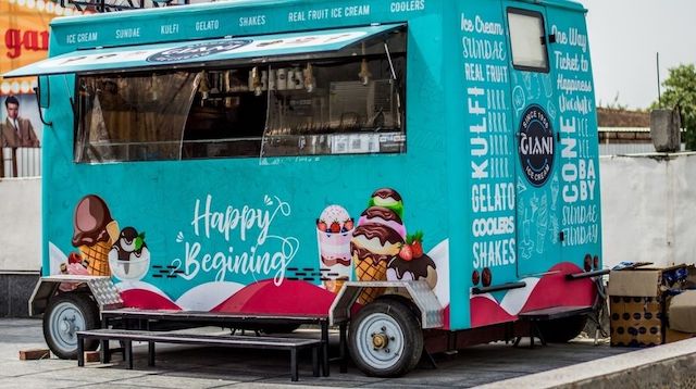 Truck selling ice cream and smoothies