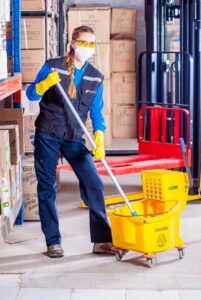 Workplace Health and Safety Woman Mopping Floor