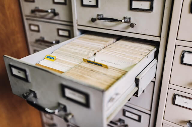 Filing cabinet with one drawer open