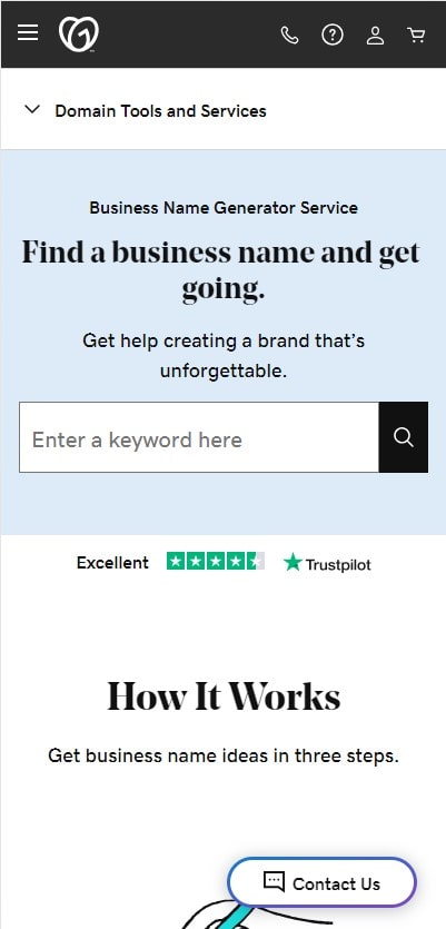 GoDaddy's Business Name Generator