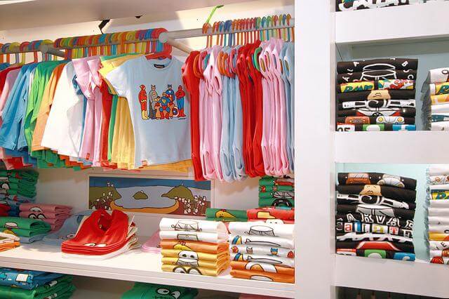 Racks of children’s clothing