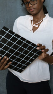 Black businesswoman holding a folder