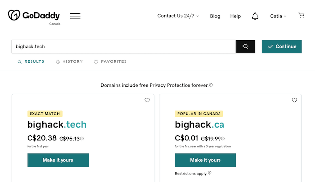 bighack.tech domain search