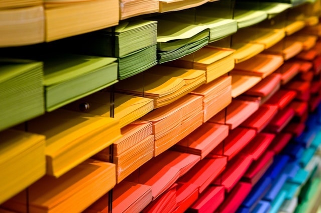 Business Marketing Display of Colored Paper