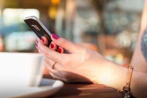 Closeup of woman holding a smartphone