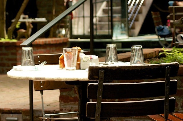 Dining table set up on a patio