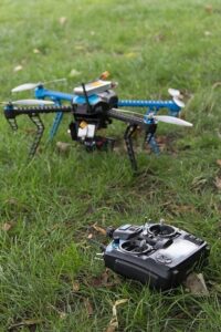 Drone sitting on grass