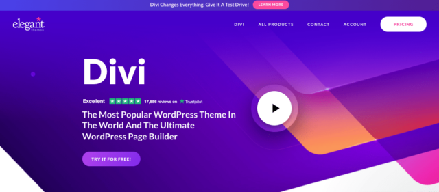 Home page of Divi WordPress Theme