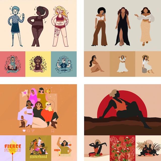 Illustrations representing various skin tones