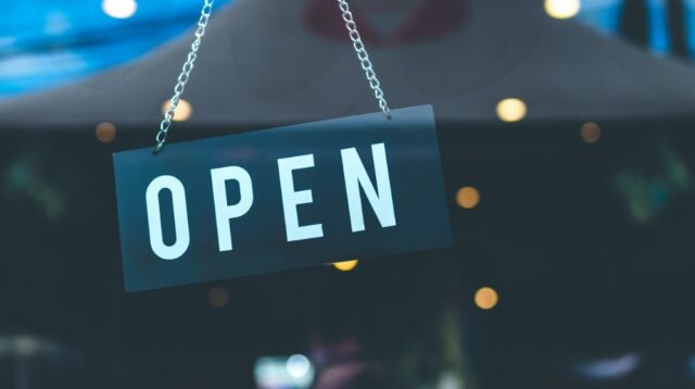 Open sign in business window