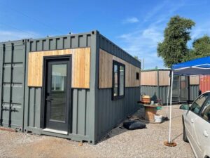 Photo of a lot displaying container homes