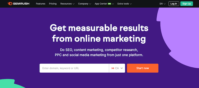 Semrush hone page