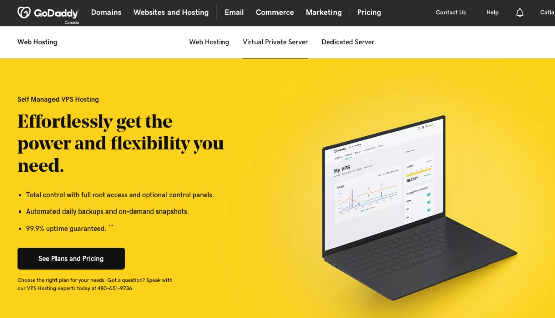 GoDaddy VPS hosting landing page