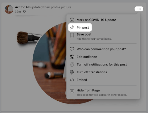How to pin a post to Facebook Business