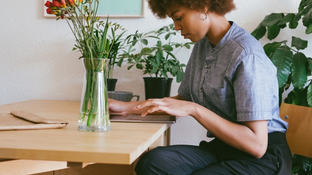 Woman working from home