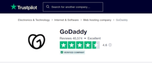 GoDaddy's Trustpilot rating