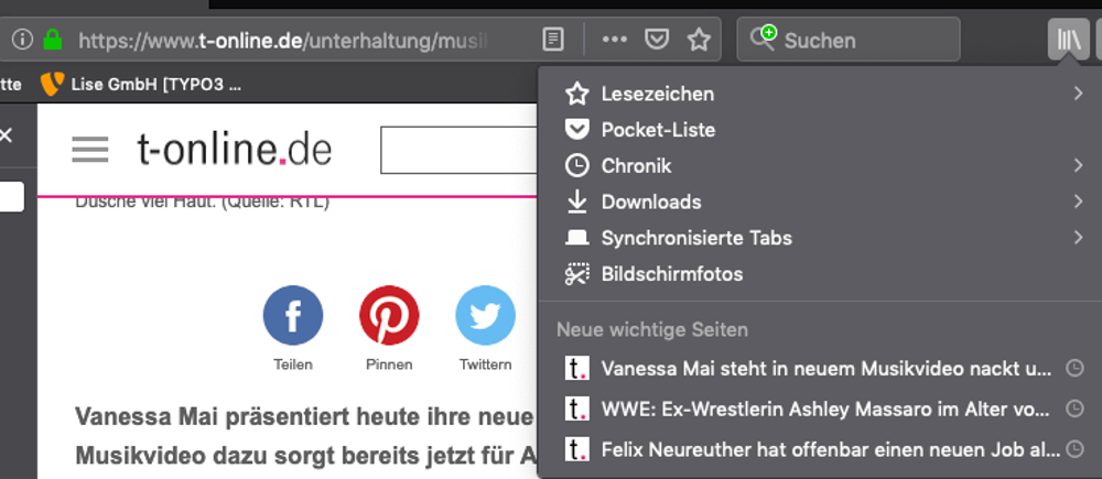 Abbildung 1 - Den Cache leeren bei Mozilla Firefox