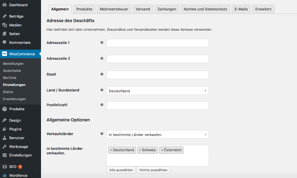 Abbildung 3: Die allgemeinen Einstellungen sind schnell erledigt.