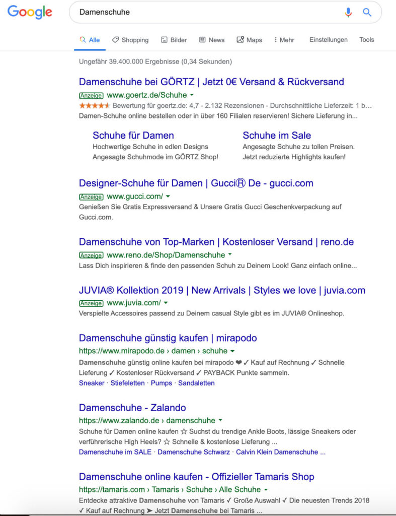 eCommerce SEO – Wie du dein Suchranking in 8 Schritten boostest_Damenschuhe