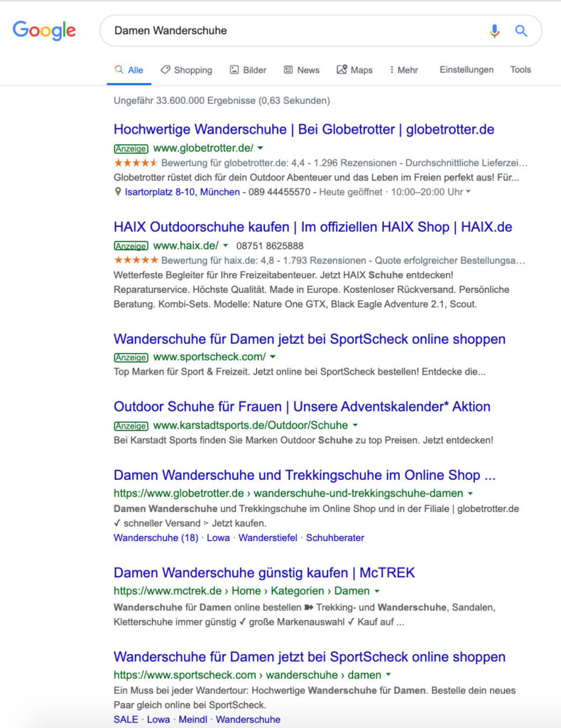 eCommerce SEO – Wie du dein Suchranking in 8 Schritten boostest_Wanderschuhe