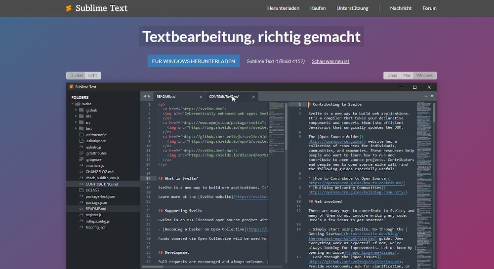 Abbildung: Programme zur Erstellung von Webseiten - Sublime Text