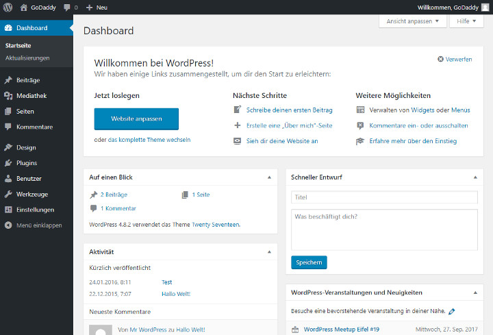 Abbildung 1 - WordPress-Dashboard