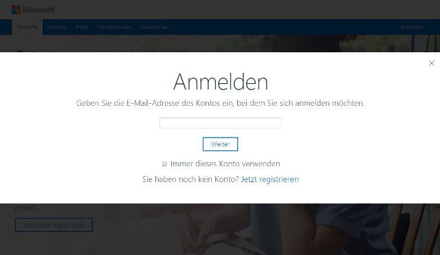 Abbildung-Login-OneDrive