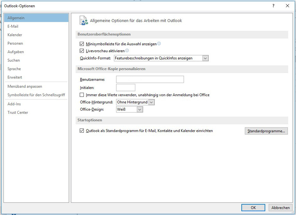 Abbildung04 - Outlook Optionen