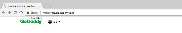 Abbildung - GoDaddy Webseite - Browserzeile mit HTTPS Seitenaufruf