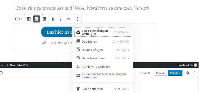 Abbildung - Musterblock im Gutenberg Editor