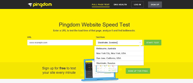 Abbildung Pingdom Website Speed Test - URL eingeben und Test starten