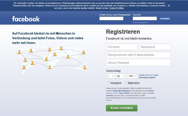 Abbildung - Facebook-Registrierung