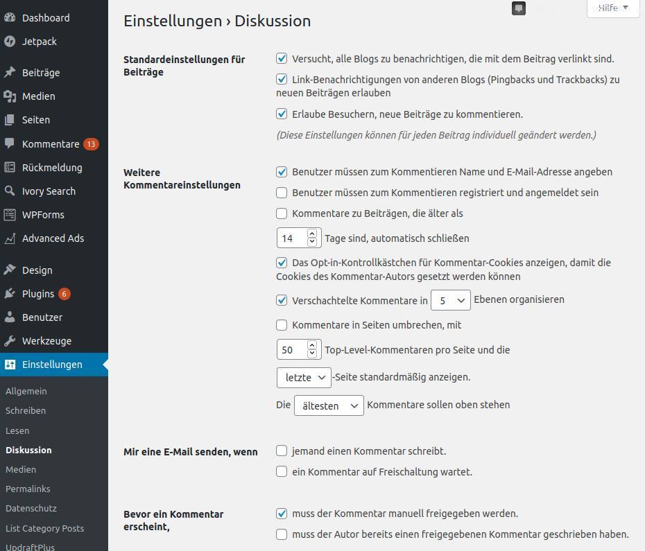 WordPress-Kommentarfunktion-deaktivieren-einstellungen