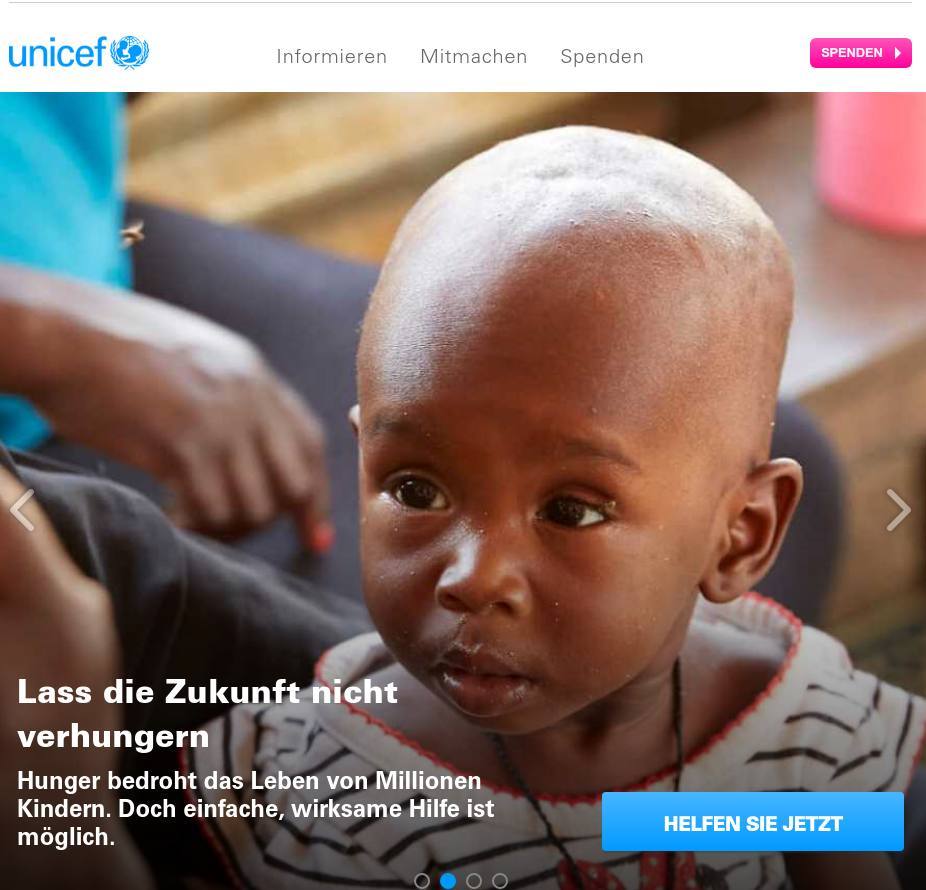 WordPress-Startseite ändern – Tipps für Webdesigner_Beispiel-Startseite-Unicef