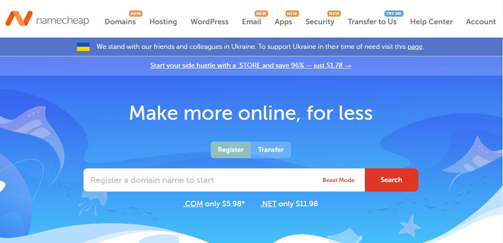 Abbildung: Webseite Namecheap