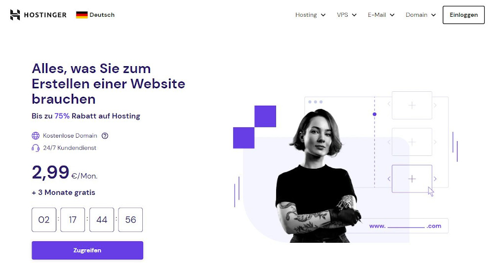Abbildung: Webseite Hostinger