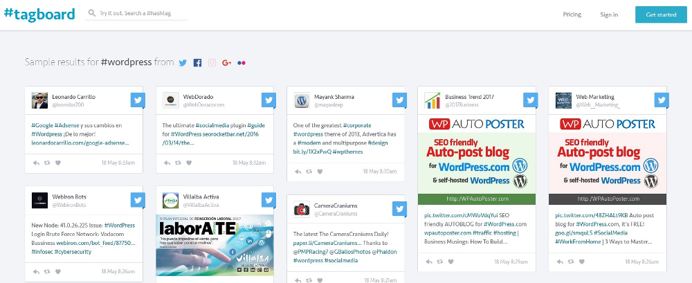 Hashtag Recherche Tagboard