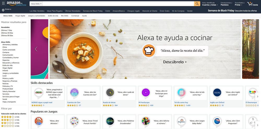 Imagen de la tienda de Amazon Skills