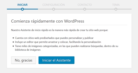 Asistente de inicio rápido de WordPress