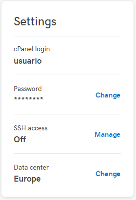 Cambiar contraseña de cPanel