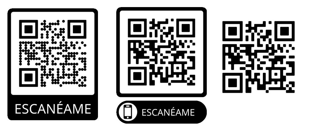 Imagen con tres códigos QR que dirigen a la web de GoDaddy, a modo de ejemplo.