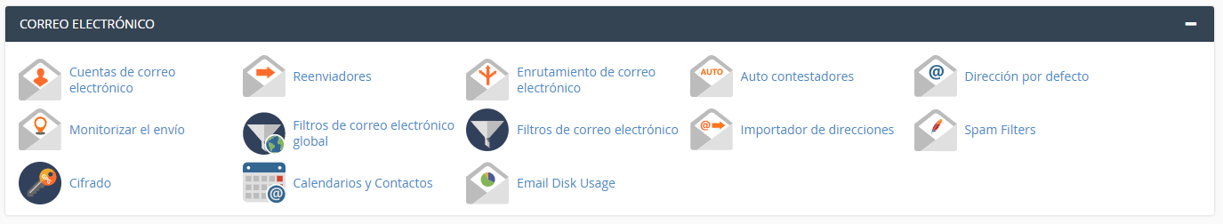 Sección de correo electrónico en cPanel